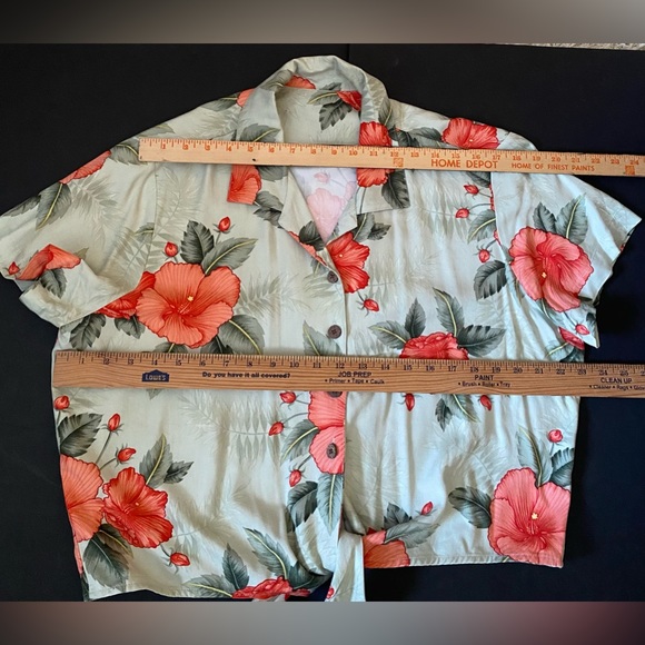 Retro 1950s HAVANA JACKS CAFE Hibiscus CROPPED Camp HAWAIIAN SHIRT with/ Tie - Picture 3 of 10